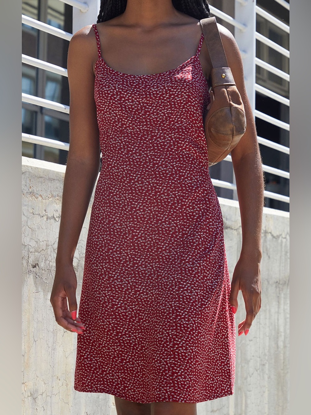 Brandy Melville John Galt Red Floral Mini Dress w/ Back Tie Cottagecore Coquette